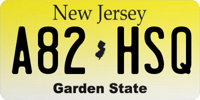 NJ license plate A82HSQ