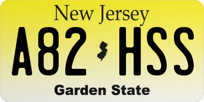 NJ license plate A82HSS