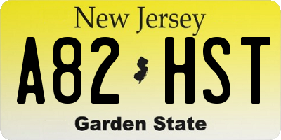 NJ license plate A82HST