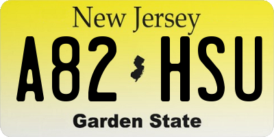NJ license plate A82HSU