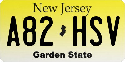 NJ license plate A82HSV