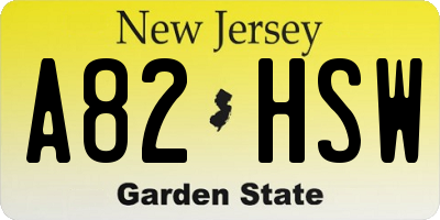 NJ license plate A82HSW