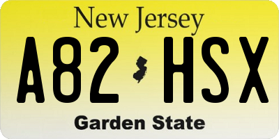 NJ license plate A82HSX