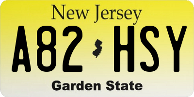 NJ license plate A82HSY