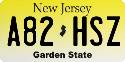 NJ license plate A82HSZ