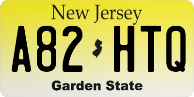 NJ license plate A82HTQ
