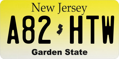 NJ license plate A82HTW