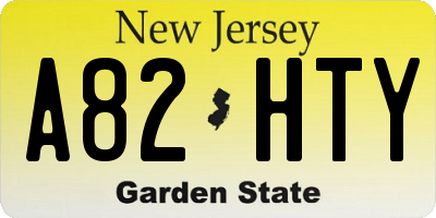 NJ license plate A82HTY