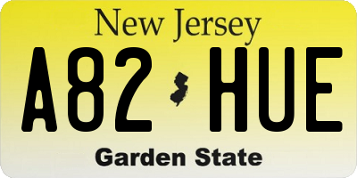 NJ license plate A82HUE