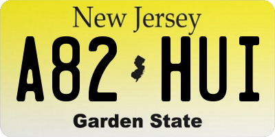 NJ license plate A82HUI