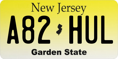 NJ license plate A82HUL