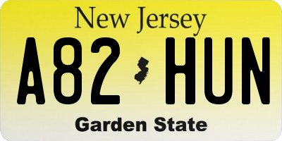 NJ license plate A82HUN