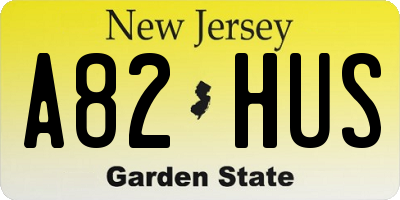 NJ license plate A82HUS