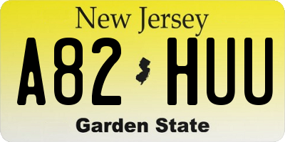 NJ license plate A82HUU