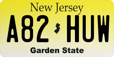 NJ license plate A82HUW