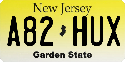 NJ license plate A82HUX