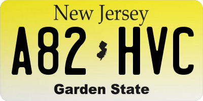 NJ license plate A82HVC