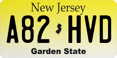 NJ license plate A82HVD