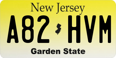 NJ license plate A82HVM