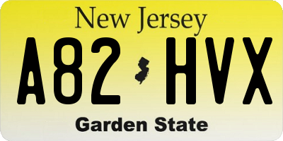 NJ license plate A82HVX