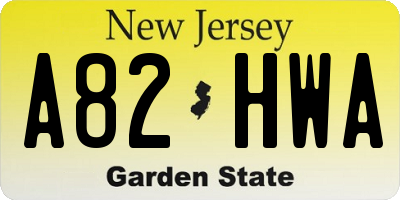 NJ license plate A82HWA