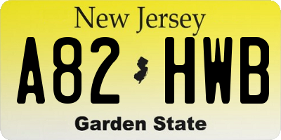 NJ license plate A82HWB