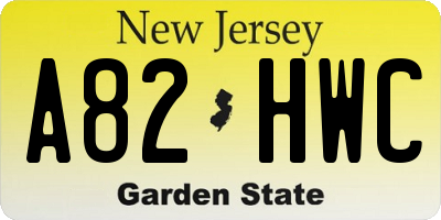 NJ license plate A82HWC