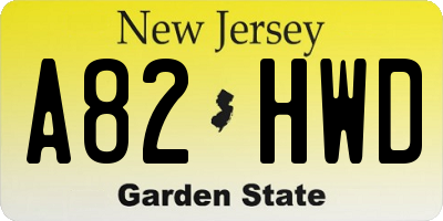 NJ license plate A82HWD