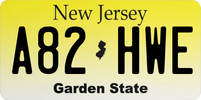 NJ license plate A82HWE