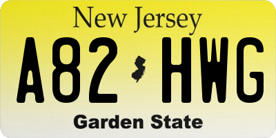 NJ license plate A82HWG