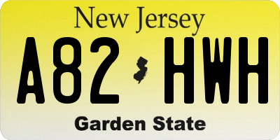 NJ license plate A82HWH