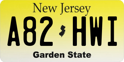 NJ license plate A82HWI