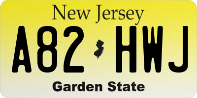 NJ license plate A82HWJ