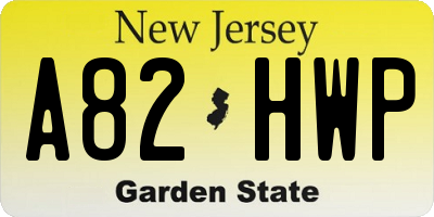 NJ license plate A82HWP