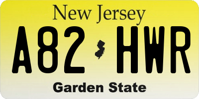 NJ license plate A82HWR