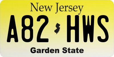 NJ license plate A82HWS