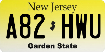 NJ license plate A82HWU