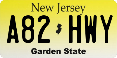 NJ license plate A82HWY