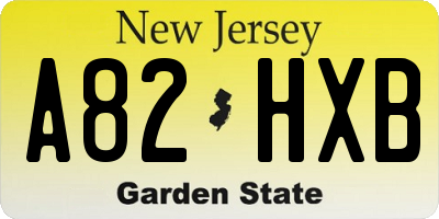 NJ license plate A82HXB