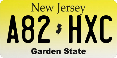 NJ license plate A82HXC