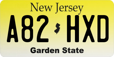NJ license plate A82HXD