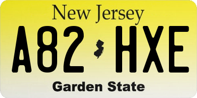 NJ license plate A82HXE