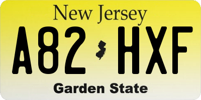 NJ license plate A82HXF