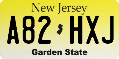 NJ license plate A82HXJ