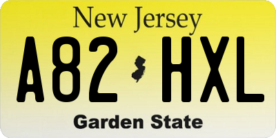 NJ license plate A82HXL