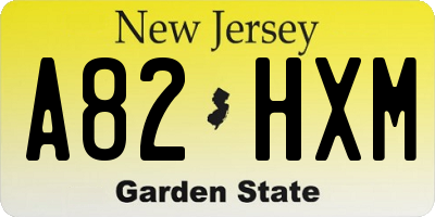 NJ license plate A82HXM