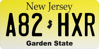 NJ license plate A82HXR