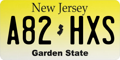 NJ license plate A82HXS