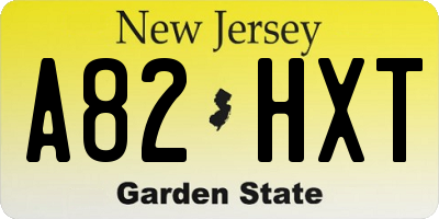 NJ license plate A82HXT