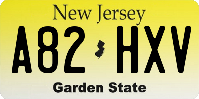 NJ license plate A82HXV
